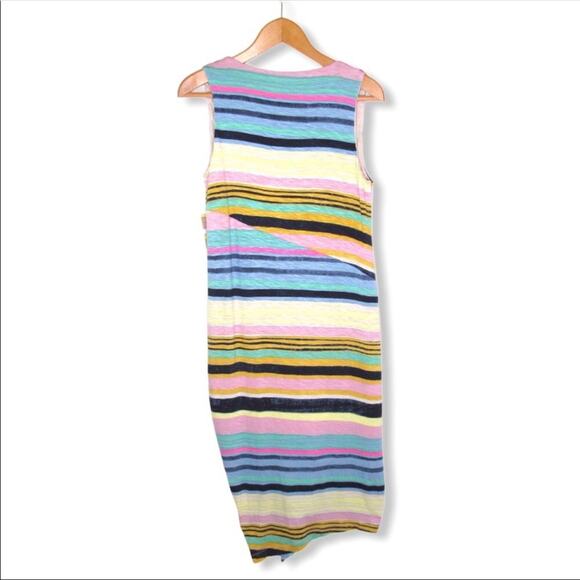 RACHAEL Rachael Roy NWT Cinched A-Line Striped Dress Size M Navy Multi Colored - Picture 2 of 8